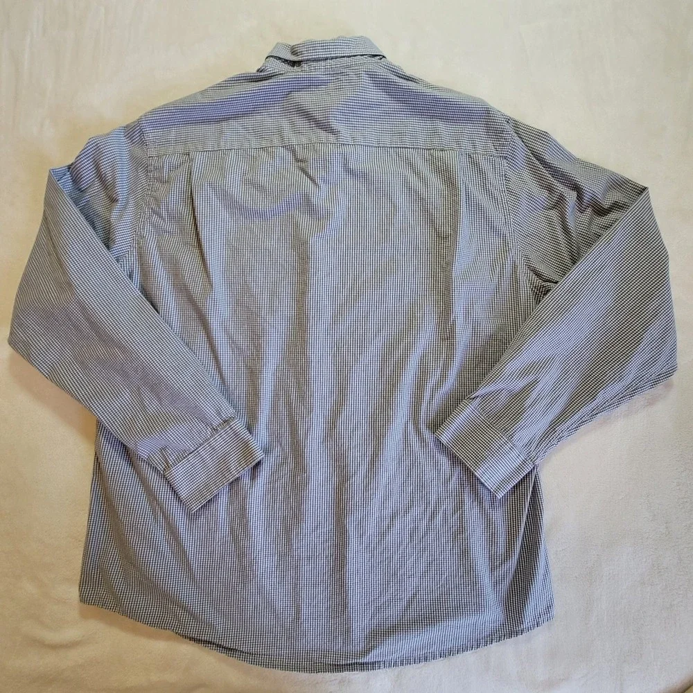 Amazon Essentials Button Down Shirt Mens XL Grey Gingham Regular Fit Cotton LS